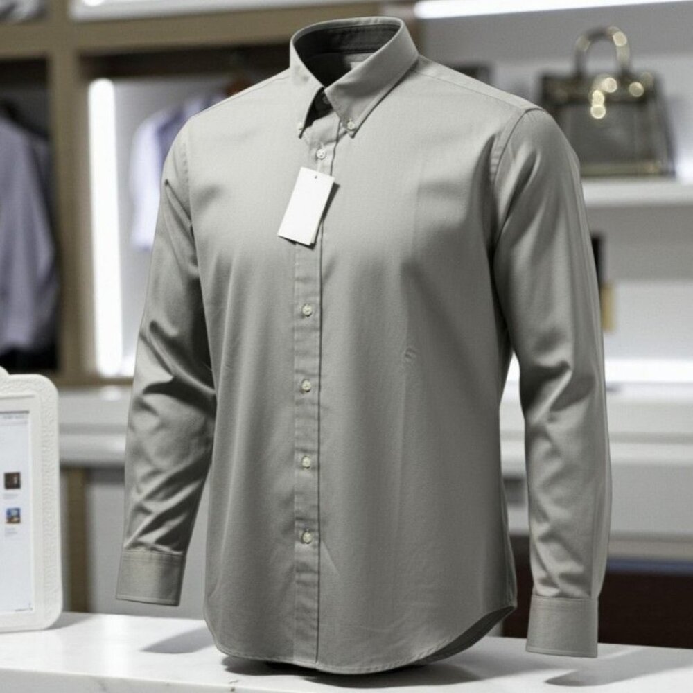 Munsingwear Mens Olive Green Long-Sleeve Button-Up Shirt Size L